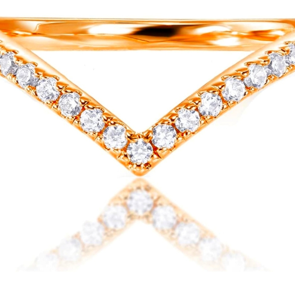 14k gold plated classy wishbone v shaped ring